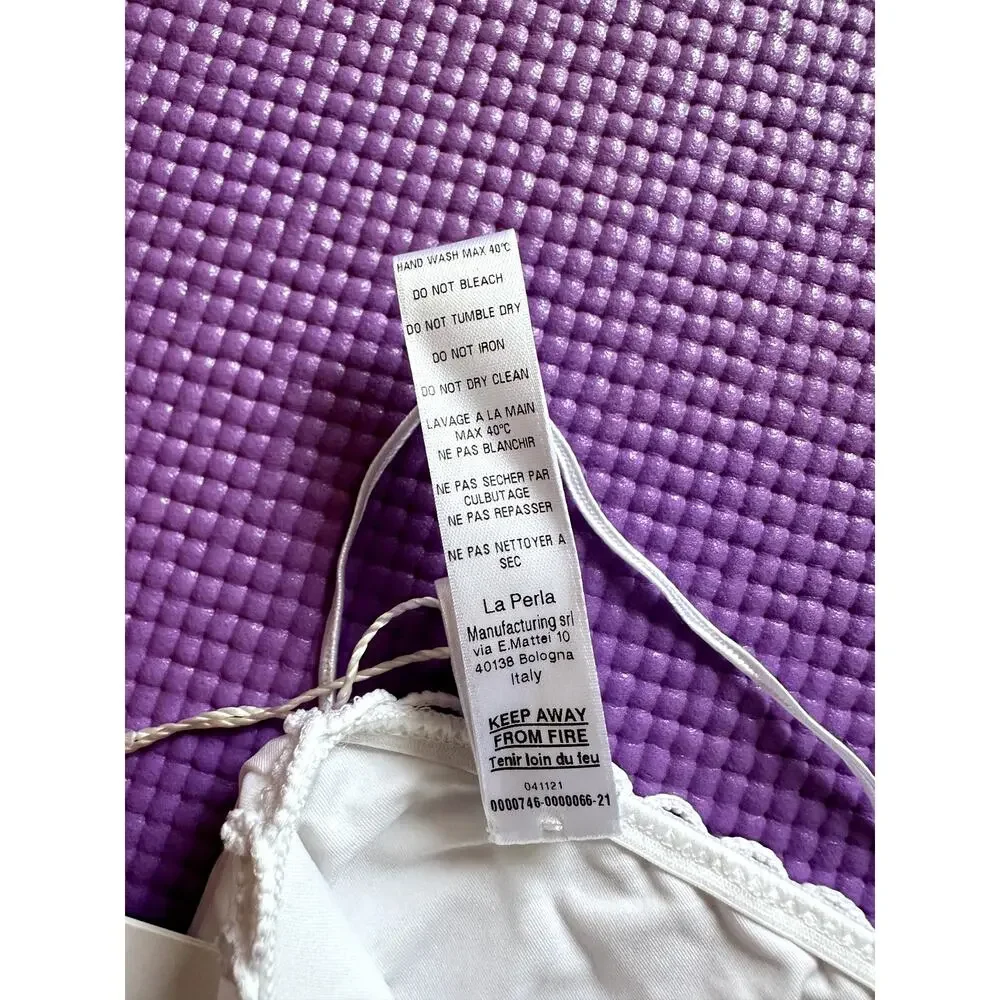 NWT $335 La Perla Etoile High Waist Bikini Bottom White Swimwear Size M